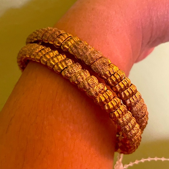 2 Piece Gold textured Bracelet set - Picture 5 of 6